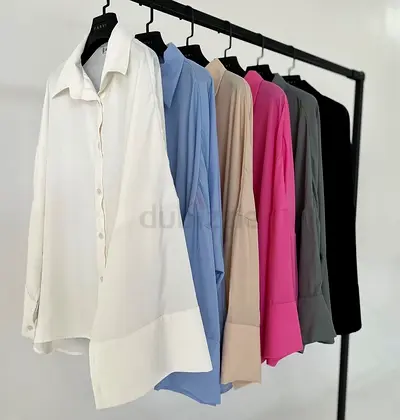 Women Oversized Button-Down Shirts - Mixed Colors, (pink and green is available)