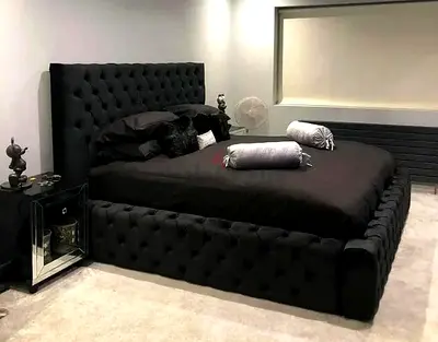 Super king size Custom Velvet Bed For Sale Luxury Build Quality, Hydraulic Storage Can be Installed