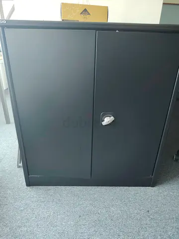 Black Metal Office Storage Cabinet with Locking Doors