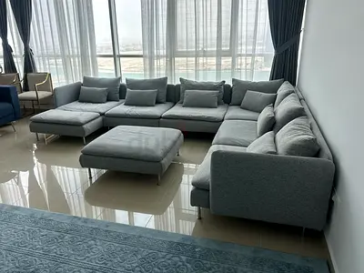 Ikea Sodhremn U Shape Sofa Gray Large L-shaped Grey Fabric Sofa with Ottoman — Excellent Condition