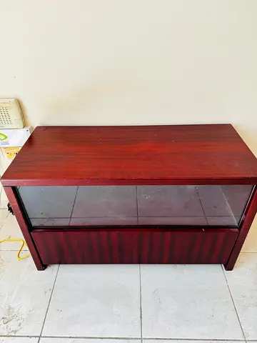 Wooden Displayf Cabinet / TV Stand in Dark Mahogany - Compact