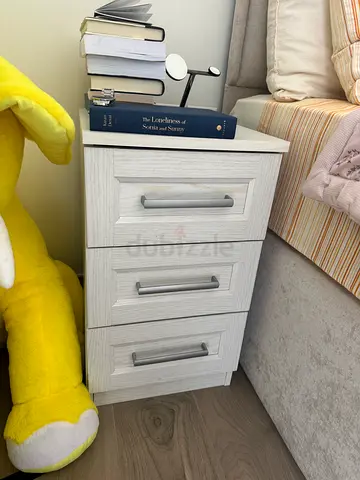 Two White 3-Drawer Nightstands / Bedside Cabinet (Set of 2)