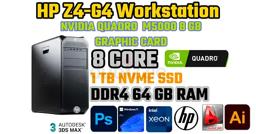3.60 GHZ 8GB NVIDIA QUADRO M5000-HP Z4-G4 Workstation-Intel Xeon W2123-1 TB NVME SSD-64GB RAM