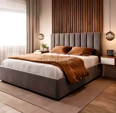 Brend New fabric wooden King size 180x200 Bed with Madical Matress Available