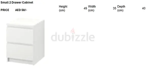 Small 2-Drawer White Bedside Cabinet / Nightstand - Good Condition