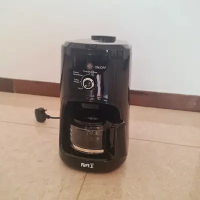 Compact Filter Coffee Maker and Grinder with Glass Carafe - Black
