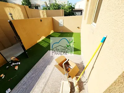 away from zone / 3 Bedroom Villa / All Master bedrooms/Living & dinning Maid Room/Private back and front yard garden/2 covered Parking/For Rent Mirdif