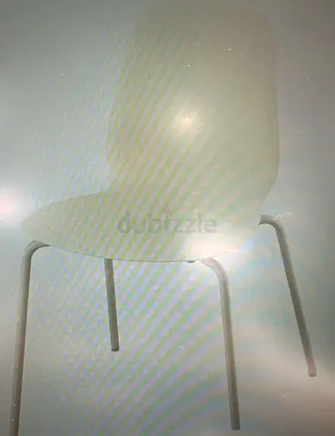 Simple Modern White Dining/Side Chair - Metal Legs, Good Condition