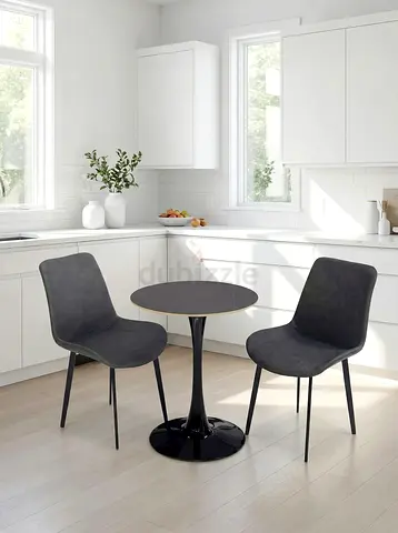 Compact 2-Seater Bistro Table with 2 Upholstered Chairs - Black MAF-6055