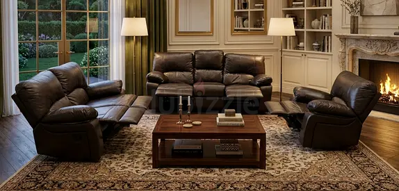 3-piece Dark Brown Leather Reclining Sofa Set
