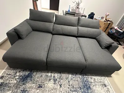 Ikea Eskelstuna L shape sofa bed Dark grey Large Grey 3-Seater Sofa Bed with Chaise - Good Condition