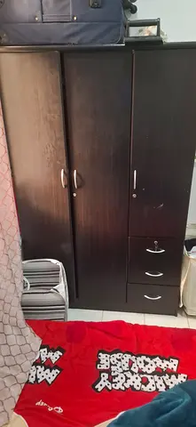 Dark brown 3-door wardrobe with drawers - good condition