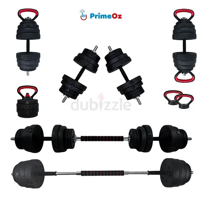 30kg/40KG Adjustable PE dumbbell set With Kettlebell, Barbell