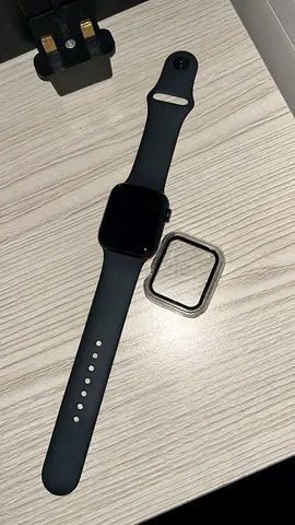 Used Black Smartwatch with Silicone Band (screen protector frame included)