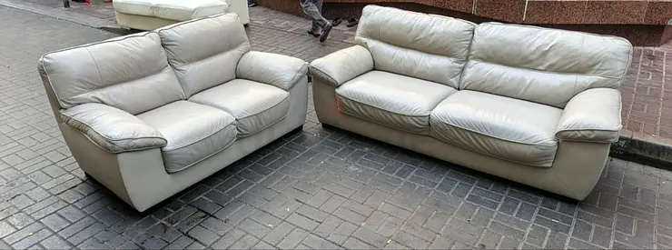 Sofa Leather Gray 5 Seater