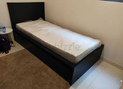 Ikea malam single bed (90*200)with 2 storage drawers underneath and an IKEA mattress ✨