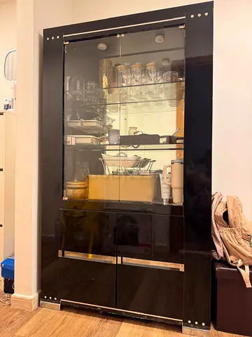Urgent Sale Glossy Black Display Cabinet/Showcase with LED Lights - Good Condition
