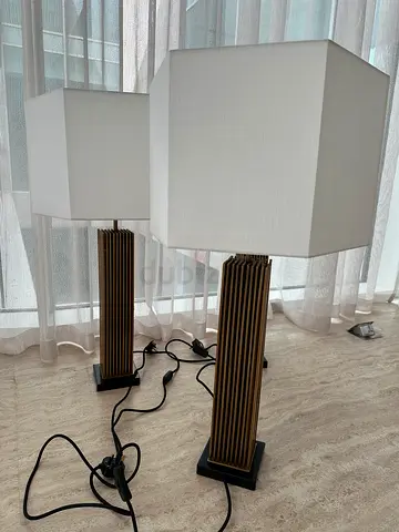 Eichholtz Viggo Brass Table Lamp - Modern Ribbed Base with Fabric Shade x 3 from Bloomingdales