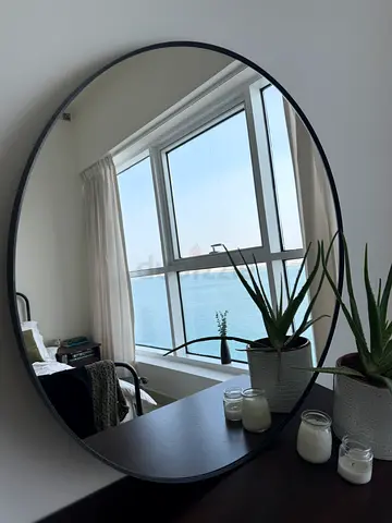 Large Black Circle Mirror