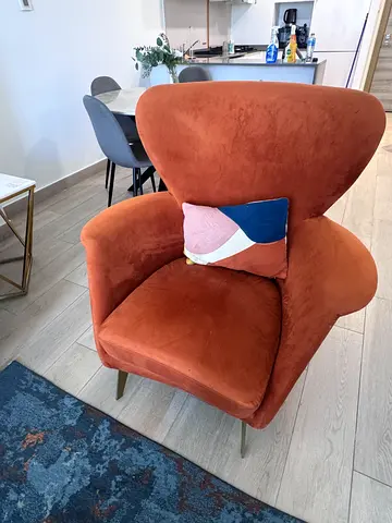 Velvet Accent Chair in Rust - Modern Armless Lounge Chair