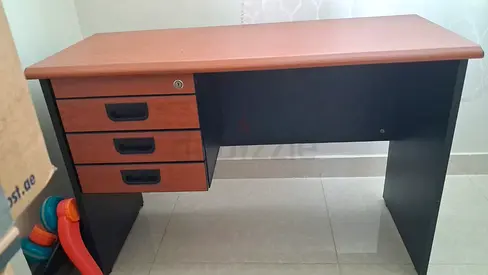 Simple Wooden Office Desk with 3 Drawers - Good Condition
