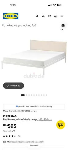 Bed Frame With Mattress White/vissle beige 140x200 cm