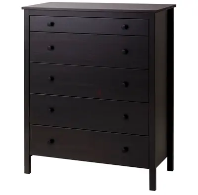 IKEA 5-drawer Tall Chest / Dresser - Dark Brown/Black, Good Condition