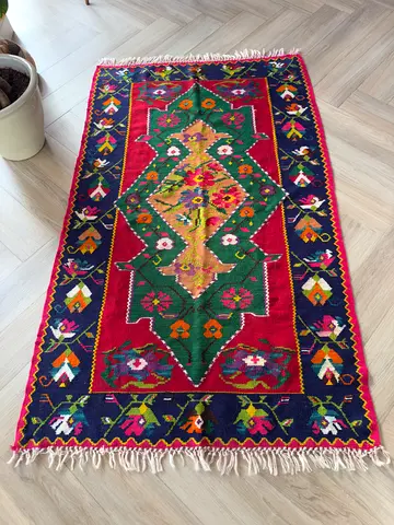 Handwoven Kilim Rug / Unique  Colorful
