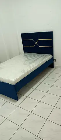 Brand New Blue Upholstered Bed Frame with Headboard — Single/Small Double