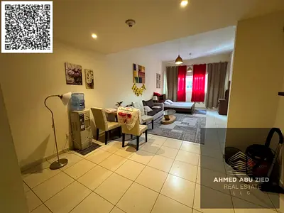 Luxurious furnished studio, free parking, equipped kitchen, pool, garden, premium finish, prime location, easy access to Dubai & Sharjah