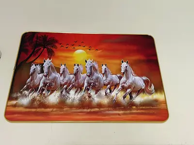 Decorative Metal Wall Art - Running White Horses at Sunset