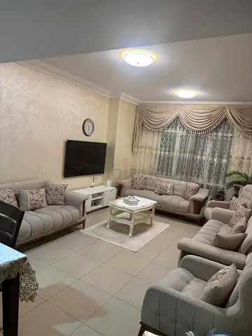 Light grey 3-piece living room sofa set with armchairs — very good condition