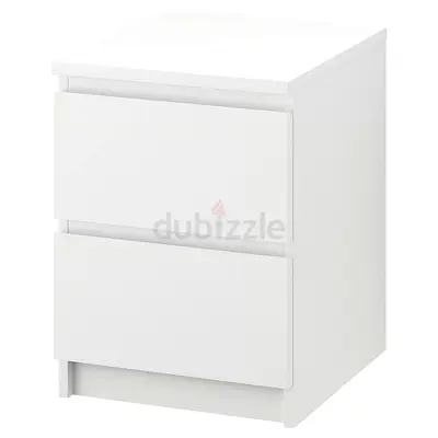 2x White 2-Drawer Bedside Nightstand - Compact  Modern