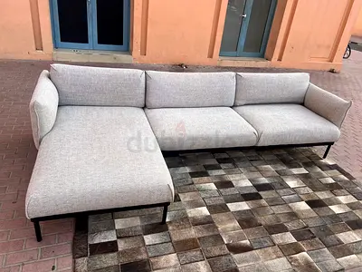 Ikea Applyard L shape sofa Gray Light grey L-shaped fabric sofa with chaise - modern, good condition