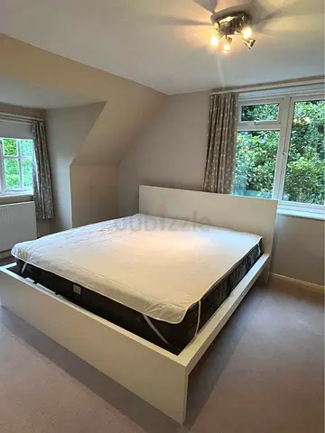 Ikea King-size white Malm bed frame with Ikea King-size Mattress