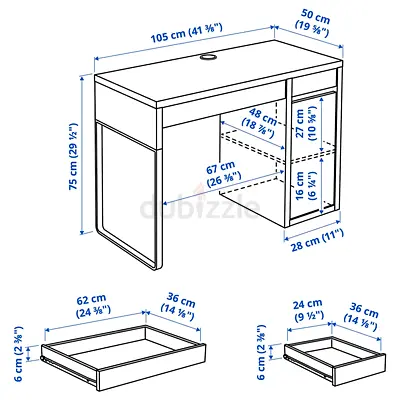 IKEA New Micke Study Desk with Drawers – 105 x 50 cm for sale