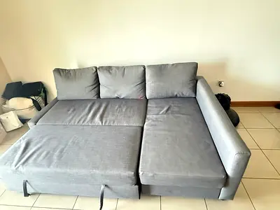 Grey L-shaped Sofa Bed - Compact Corner Sofa with Storage