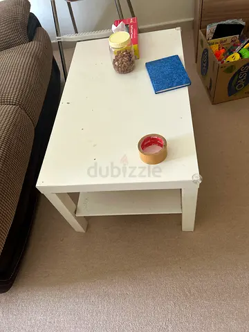 Simple White Rectangular Coffee Table - Good Condition