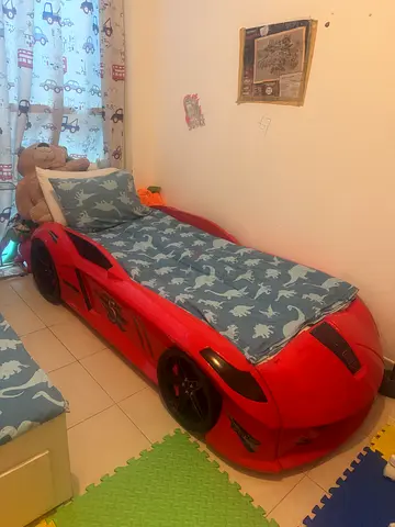 Red Race Car kids Bed with Mattress - Good Condition