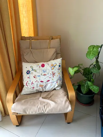 Ikea Arsunda Light Wood Armchair with Cushions — Comfortable Accent Chair