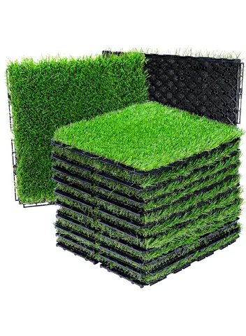 Interlocking Artificial Grass Tiles - Pack of Lawn Squares