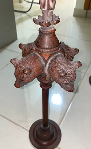 Antique Floor Lamp Base with Carved Animal Heads 16inch height