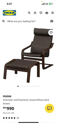 IKEA POÄNG Armchair with Footstool - Brown (Glose dark brown)