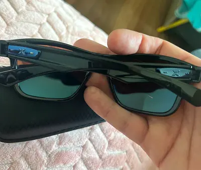 Black Rectangular Polarized Sunglasses with Case (Unisex) - Good Condition