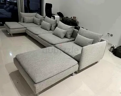 Ikea Sodhremn U Shape Sofa Gray Modern Light Grey L-Shaped Modular Sofa with Ottoman