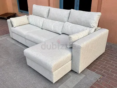 Ikea eskelstuna Light Grey L-shape Corner Sofa with Chaise - Comfortable 3-Seater