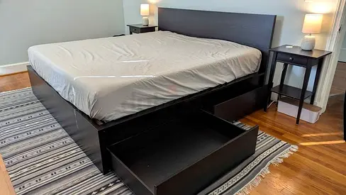 IKEA King black MALM bed frame with IKEA King-size Mattress