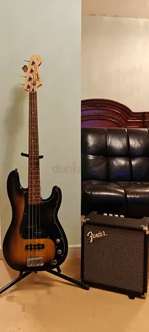 Squier Jazz Bass and Rumble 15 amp