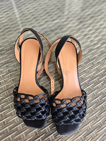 Black woven leather slingback sandals - Paloma Barcelo, EU 36. Made in Spain
