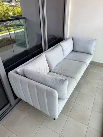 Light Grey 3-Seater Fabric Sofa in Good Condition